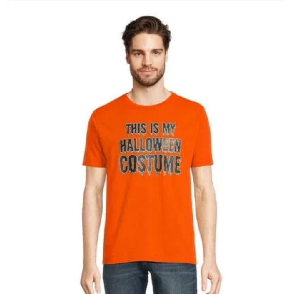 Men's Halloween My Costume Graphic Orange Halloween Costume T-Shirt Size XL Nwt